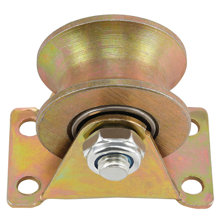 4 PCS 2 Inch 660 LB 45# Steel U Groove Wheel Pulley, Sliding Gate Rollers with Bracket, Heavy Duty Rigid Caster for Inverted Track, Rolling Gate, Industrial Machines, Wire Rope Rail