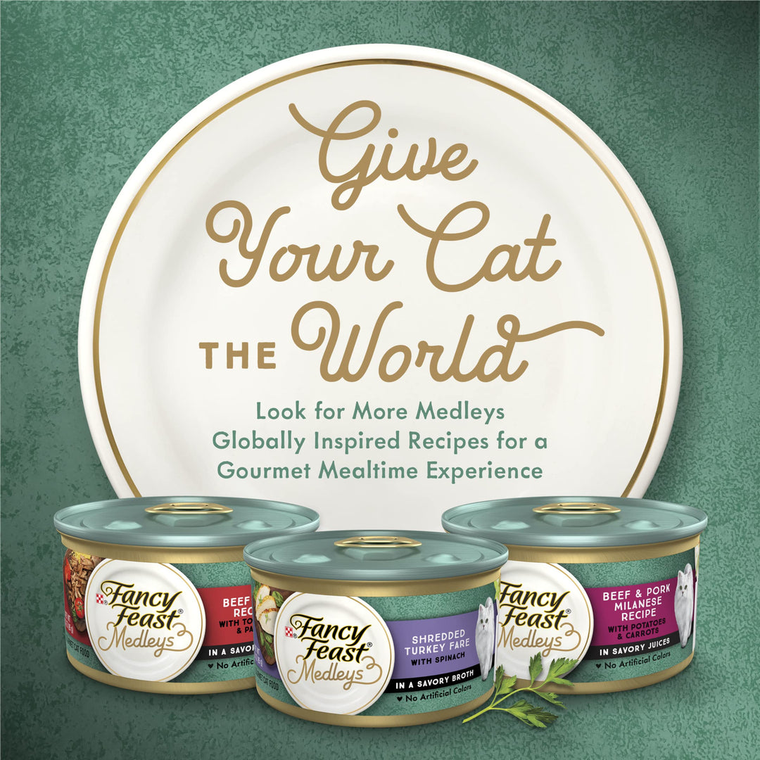 Gravy Wet Cat Food, Medleys White Meat Chicken Florentine With Garden Greens - (Pack of 24) 3 oz. Cans