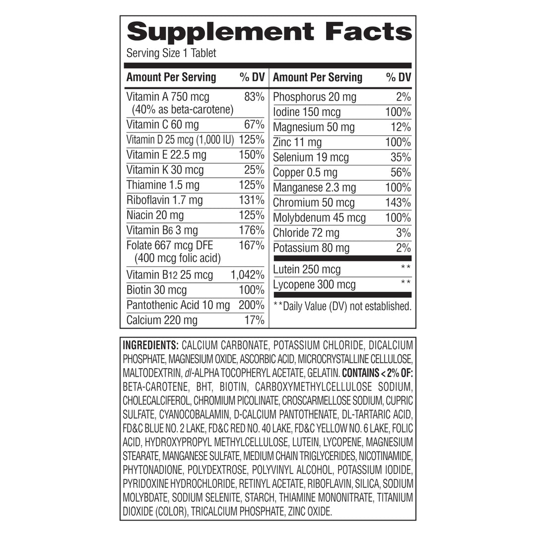 Maker Explorador Equate Complete Multivitamin/Multimineral Supplement Tablets, Adults 50+, 450 Count and Card Gift