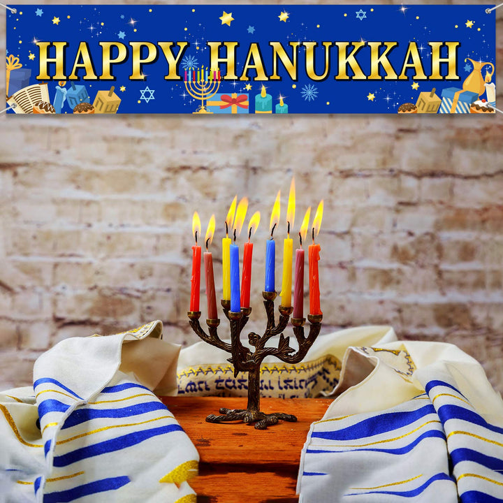 Happy Hanukkah Banner Chanukah Party Decorations Home Outdoor Yard Sign Festive Decor Party Supplies