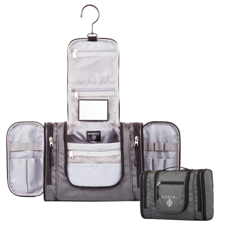 Hanging Toiletry Bag for Women with Mirror - Medium Travel Bag for Toiletries & Travel Essentials - Compact Yet Roomy - 22 Compartments & Mesh Back Pocket - Sturdy Swivel Hook