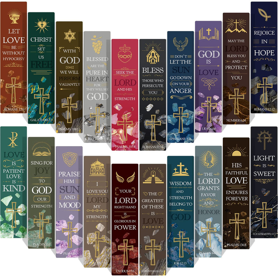 60 Pieces Bible Verses Bookmarks with Crucifix Christian Scripture Book Marker Religious Prayer Biblical Inspirational Quote Bookmarks for Men Women Reading Reward Church Supplies