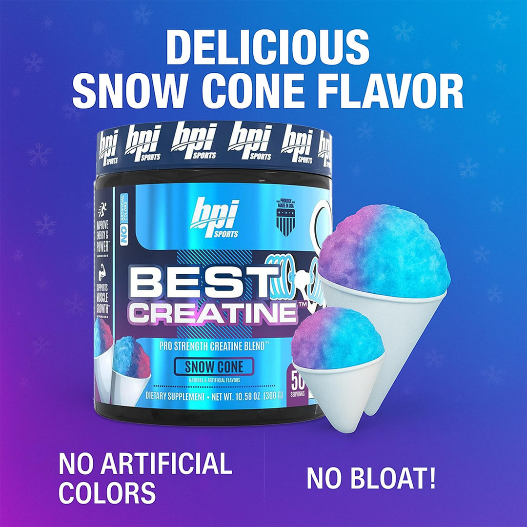 Best Creatine - Creatine Monohydrate Powder for Men & Women, Himalayan Salt - Strength, Pump, Endurance, Muscle Growth, Muscle Definition - No Bloat - Snow Cone - 50 servings - 10.58 Oz