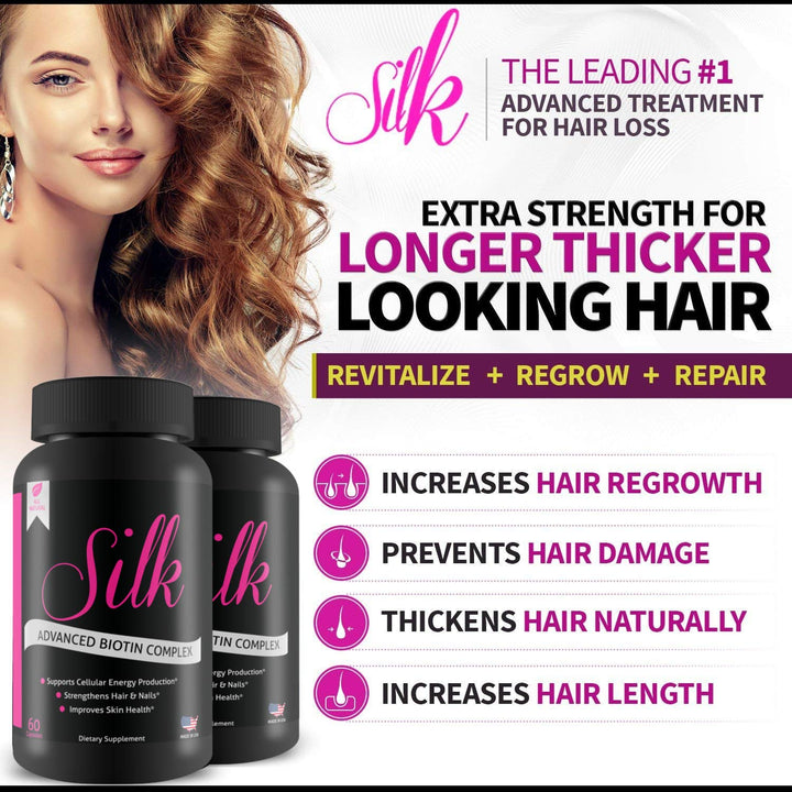 Silk Advanced Biotin Complex- Promotes Stronger, Longer, Hair-Healthier Skin- Ultimate Nail Strength