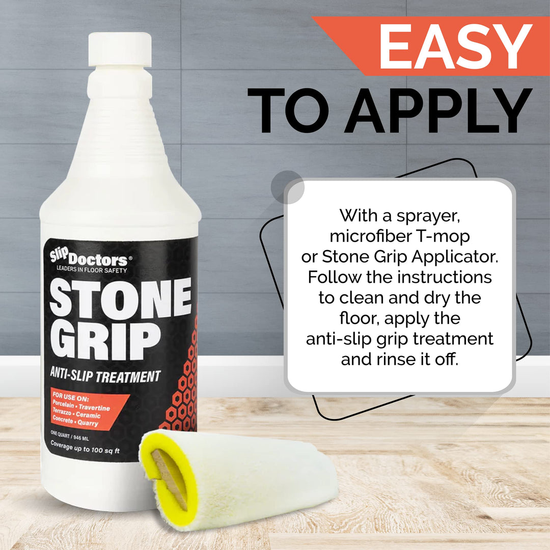 Stone Grip Industrial (Quart) Non-Slip Floor Treatment for Tile and Stone to Prevent Slippery Floors. Indoor/Outdoor, Residential/Commercial, Works in Minutes for Increased Traction