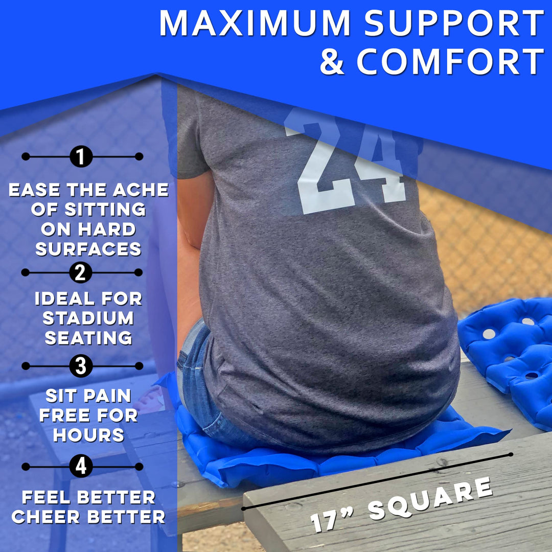 Inflatable Seat Cushion - Travel Seat Cushion for Wheelchair, Airplane, Car, Office, Stadium Seating- Adjustable Air Pressure Pillow for Sitting Pain Free