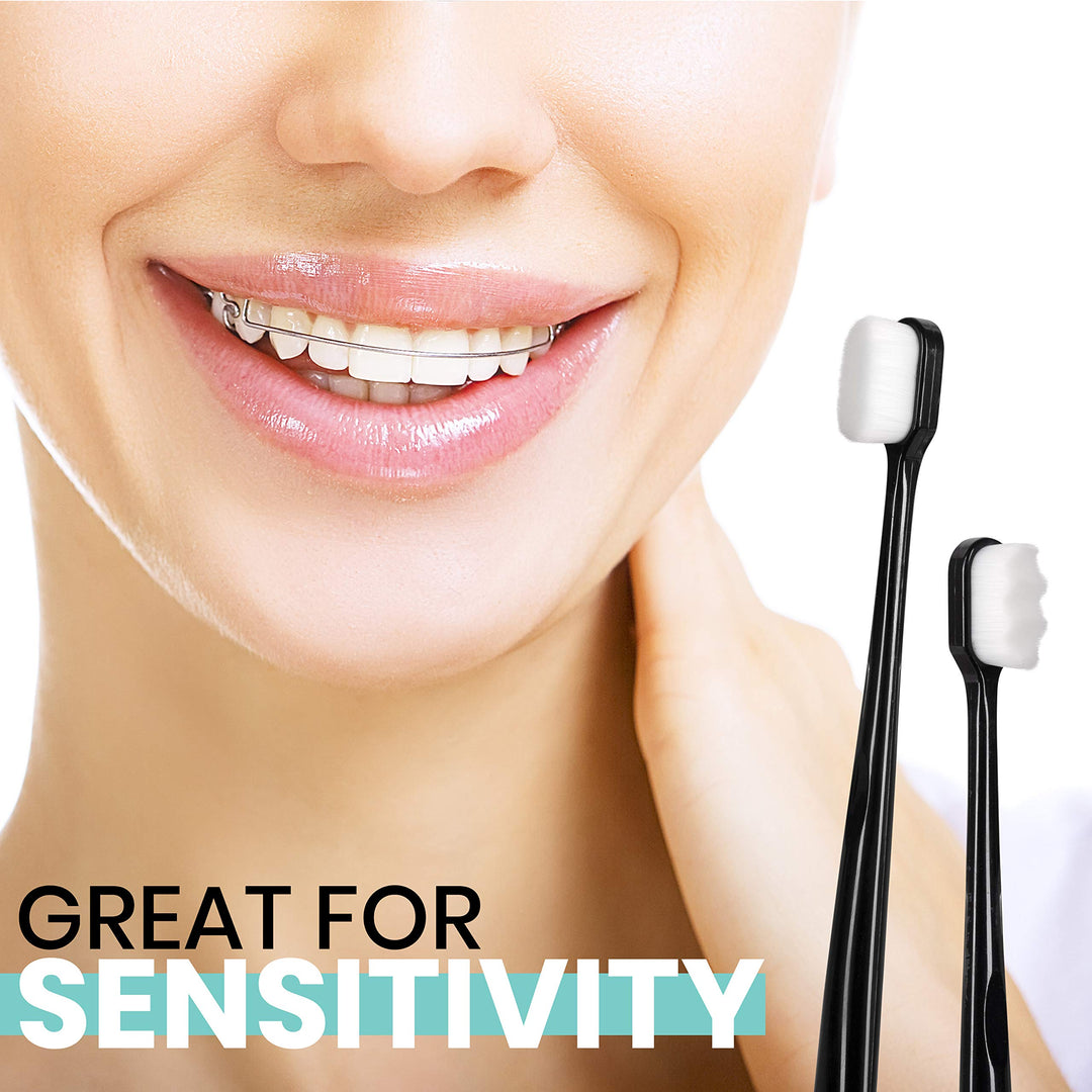 Extra Ultra Soft Nano Toothbrush, For Sensitive Gums, Adult Teeth Manual, Toothbrush for Protection Gum Care, Perfect for Kids & Adults (4 Pack)