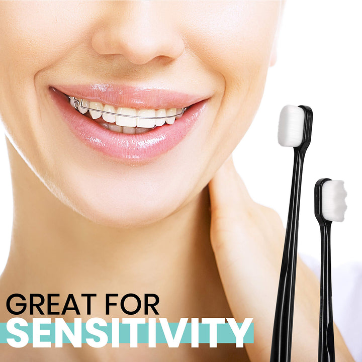 Extra Ultra Soft Nano Toothbrush, For Sensitive Gums, Adult Teeth Manual, Toothbrush for Protection Gum Care, Perfect for Kids & Adults (4 Pack)