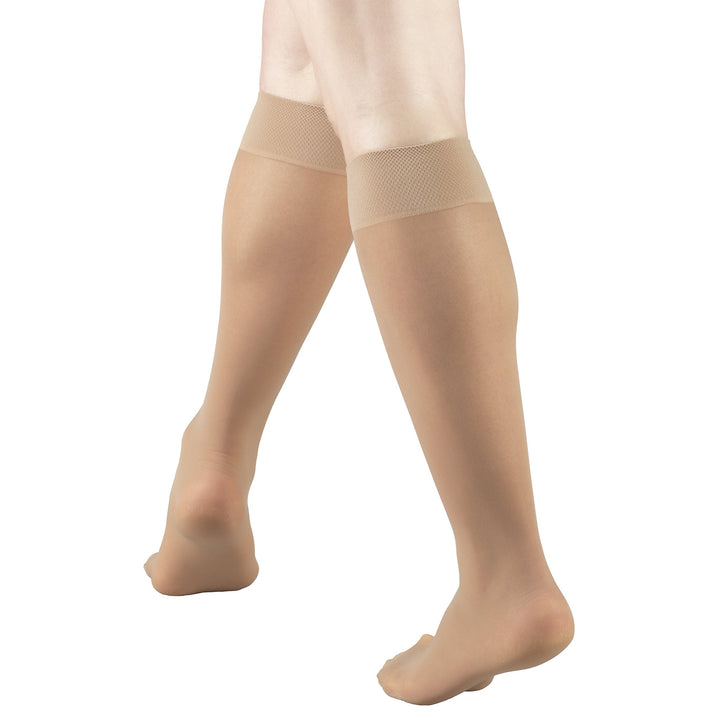 Truform Women's 8-15 mmHg Sheer Knee High Compression Stockings, Beige, Medium