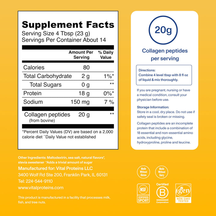Collagen Peptides Powder Vanilla - Supports Hair, Skin, Nails, Bones, Joints, Powder for Women