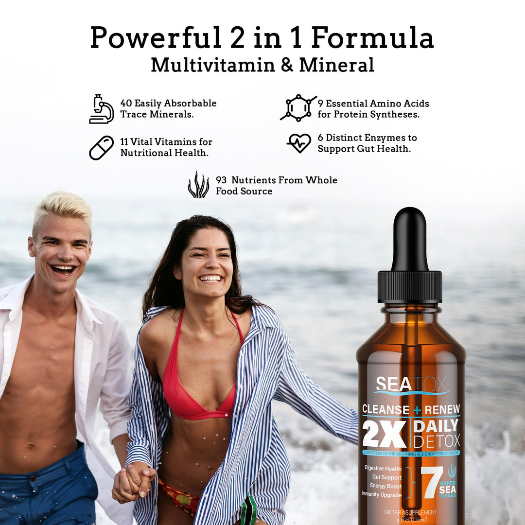 Cleanse & Renew Liquid Superfood 2 in 1 Multivitamin & Mineral Supplement for Gut & Digestive Health, Bloat, Immune Support, Cellular Health – Vegan, GF 30 Day Supply Made in USA
