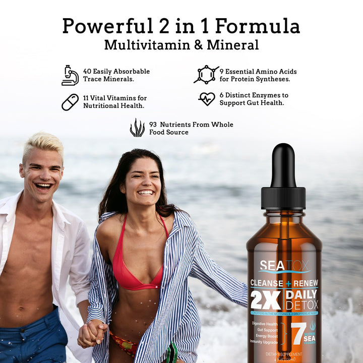 Cleanse & Renew Liquid Superfood 2 in 1 Multivitamin & Mineral Supplement for Gut & Digestive Health, Bloat, Immune Support, Cellular Health – Vegan, GF 30 Day Supply Made in USA