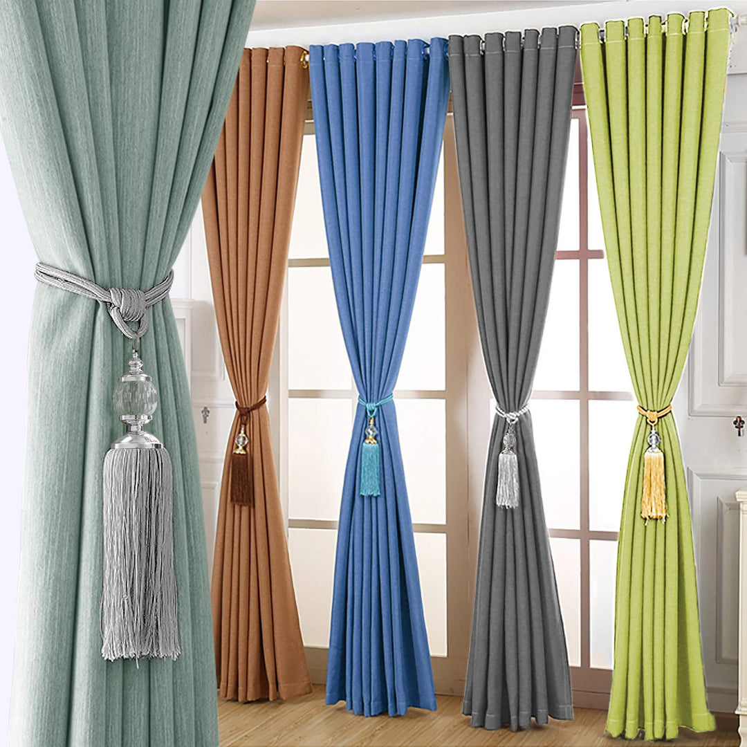 Curtain Tiebacks Rope Tassel Tieback Crystal Curtain Holdbacks Silver for Drapes Decorative Drapery Tassels Decoration Braided Tie Backs Curtain Holder 2 Pack