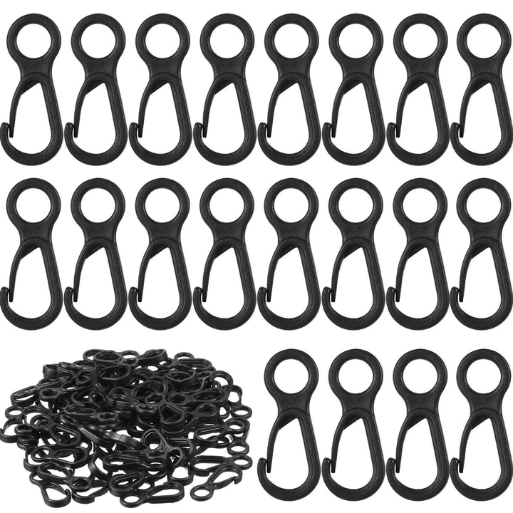 Lanyard Hook Plastic Lobster Clasp Mini Lanyard Snap Clip Hook Spring Hanging Buckle for Face Protectors Lanyard Key Chain Purse ID Card Crafting Sewing Projects, Light Plastic, Black (100 Pieces)