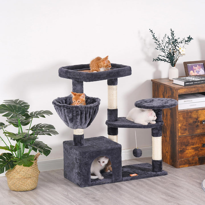 Cat Tree Cat Tower Condo with Sisal-Covered Scratching Posts and Cooling mat for Kitten Smoky Gray HCT001SG