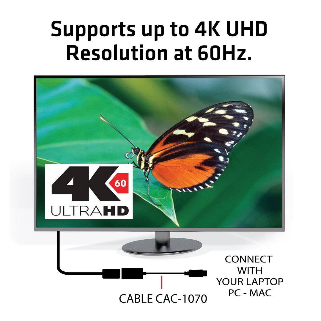 Club3D CAC-1070 Displayport 1.2 to HDMI 2.0 UHD Active Adapter Support 4096X2160 at 60Hz VESA Certified
