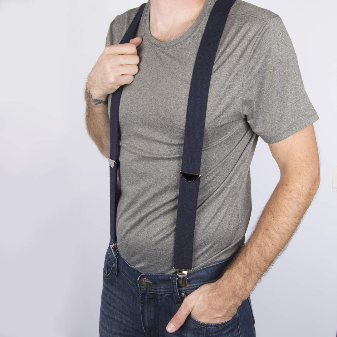Men's 1-1/4 Solid Straight Clip Suspender, Navy, One Size, 21DI5100-Navy-One Size