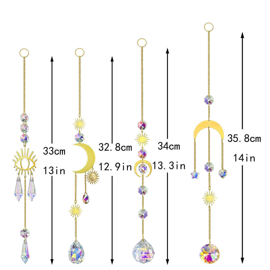H&D HYALINE & DORA Crystal Suncatcher Rainbow Maker Evil Eye Pendant Glass Prisms Ornament Decor for Window Home Garden, Pack of 3