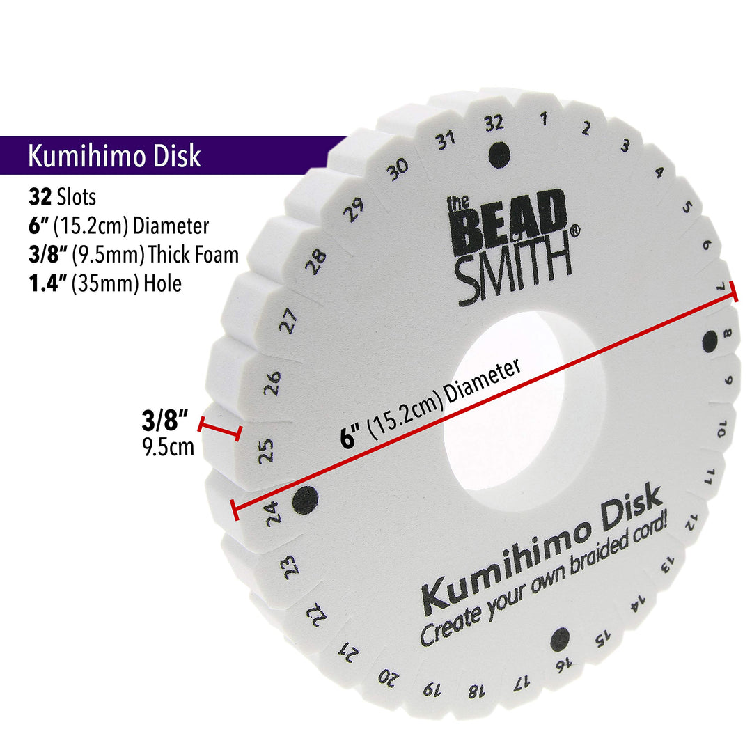 Round Kumihimo Disk, 6 inch Diameter, 3/8” Thick Dense Foam, Jewelry Tools for Braiding, 1 disks
