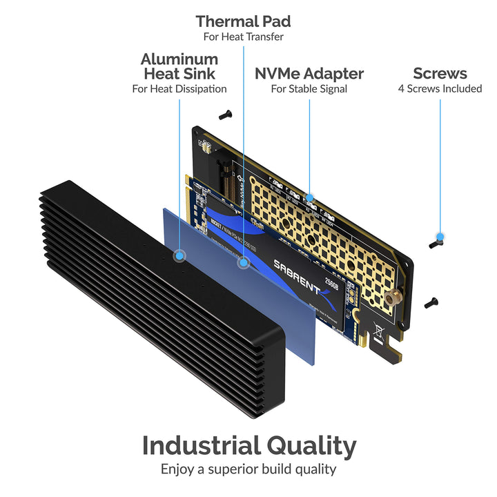 NVMe M.2 SSD to PCIe X16/X8/X4 Card with Aluminum Heat Sink (EC-PCIE)
