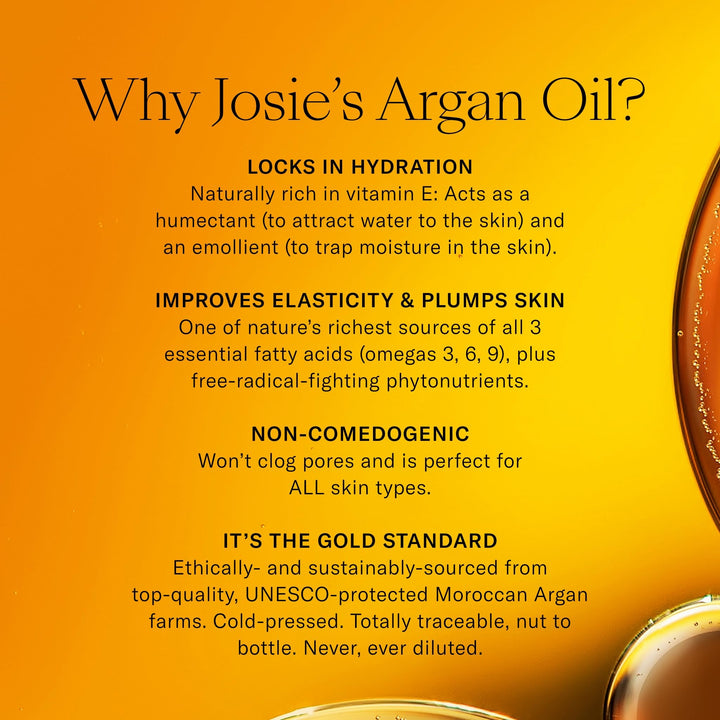 Pure Argan Oil - Hydrating Argan Oil for Hair, Skin & Nails - Everyday Oil Made With Vitamin E + Essential Fatty Acids for Dry Skin - Improves Elasticity & Smoothes Fine Lines (1.7 oz)