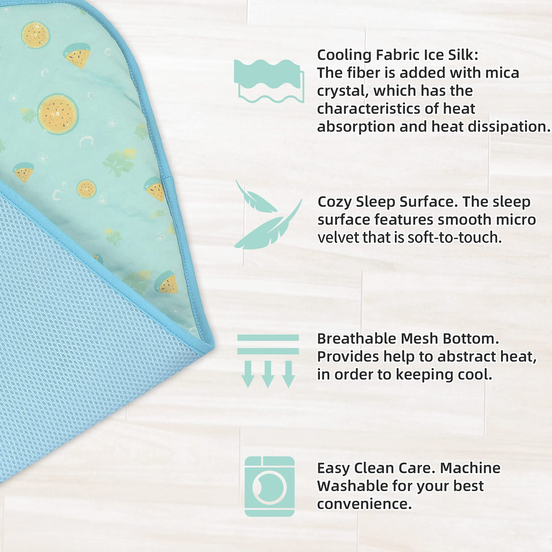 Pet Cooling Mat -39’’ X 27.5’’ Ice Silk Cooling Mat for Dogs & Cats Portable & Washable Pet Cooling Blanket, Car Seats, Beds for Summer (Green Fruit, Large)