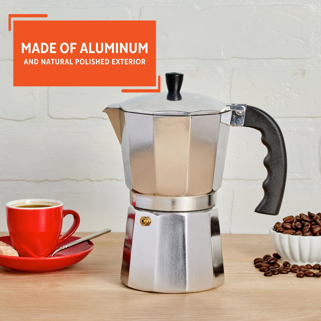USA Aluminum Stovetop 6-cup Espresso Maker (B120-43V), Silver