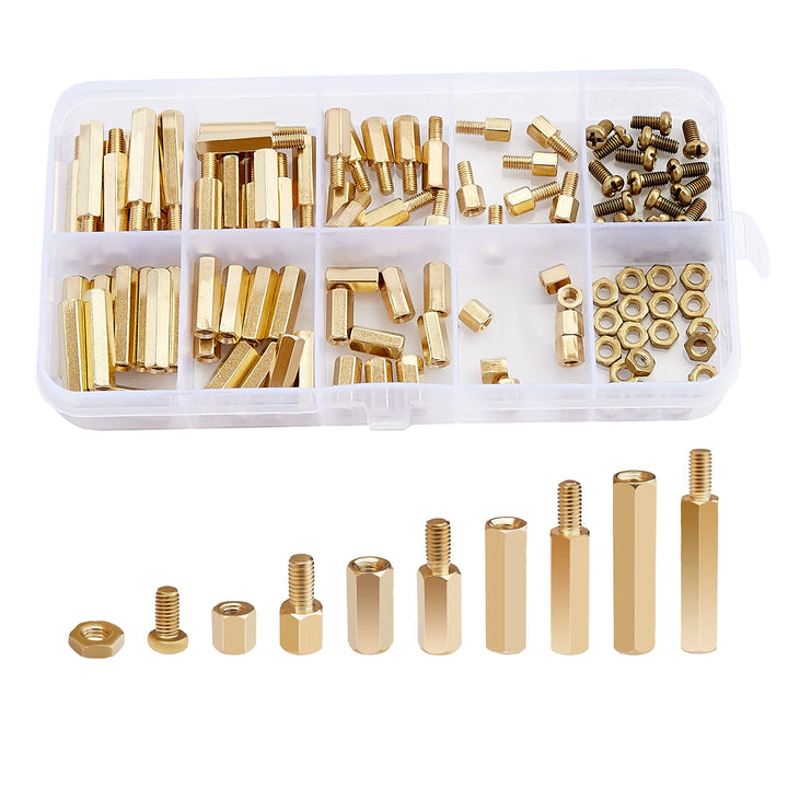 Litorange 320 Pieces M2 Male Female Hex Brass Spacer Standoff Screw Nut Threaded Pillar PCB Motherboard Assortment Kit