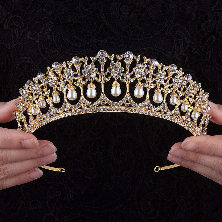 Crystal Rhinestone Queen Bride Tiara Crown for Women Girls Headdress Vintage Bridal Birthday Prom Wedding Tiaras and Crowns Hair Jewelry Accessories Rose Gold