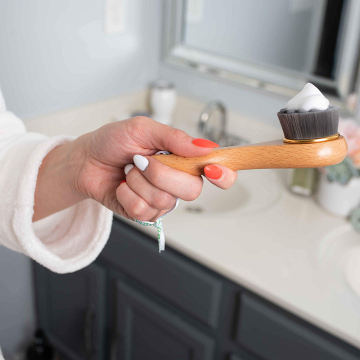 Manual Facial Cleansing Brush - Soft Bamboo Fibers - Skin Cleanser & Scrubber For Applying Face Mask, Acne Washing, Daily Deep Pore Cleaning - Men And Women