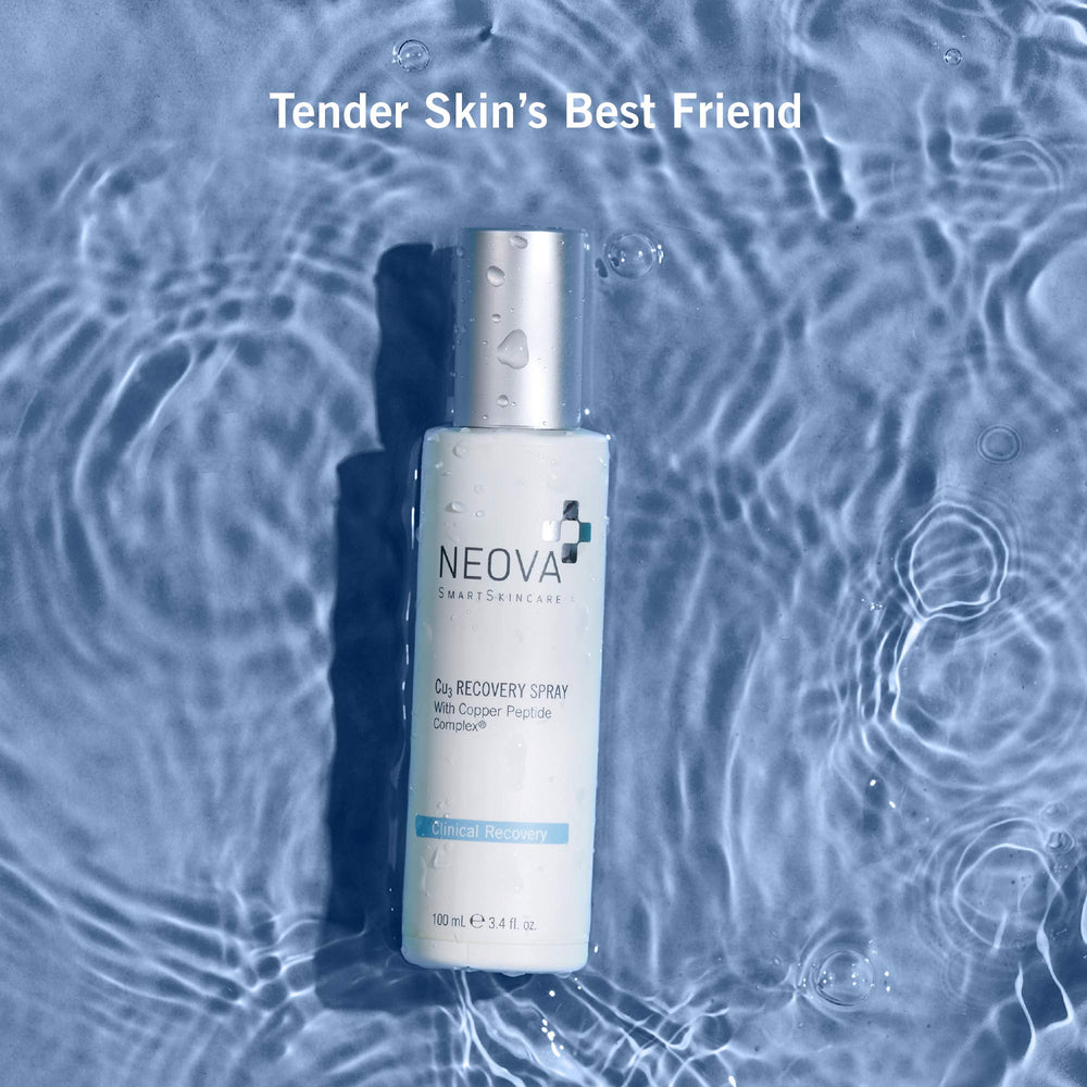 SmartSkincare Cu3 Recovery Spray cools and moistens with droplets of Copper Peptide Complex to comfort tender skin.
