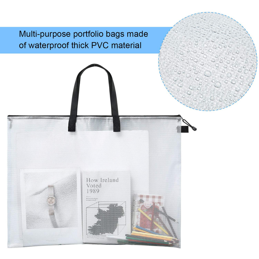 Art Portfolio Bag Poster Storage Bag Poster Board Holder with Handle and Zipper 19 x 25 Inch Organizer Transparent Bag for Large Posters, Poster Board, Painting, Bulletin Boards (3 Pieces)