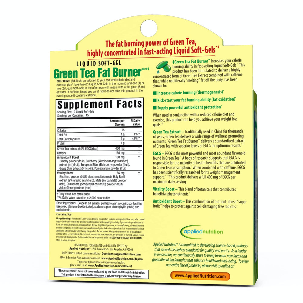 Green Tea Fat Burner - 30 Liquid Soft-Gels