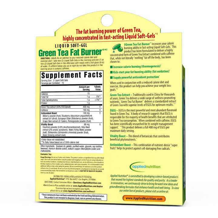 Green Tea Fat Burner - 30 Liquid Soft-Gels