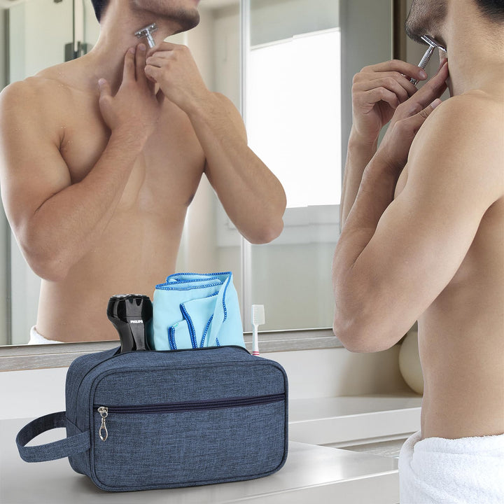 Heavy-duty Toiletry Bag 600D Nylon Travel Dopp Kit Bathroom Shaving Organizer for Men or Women Toiletries Traveling (Black)