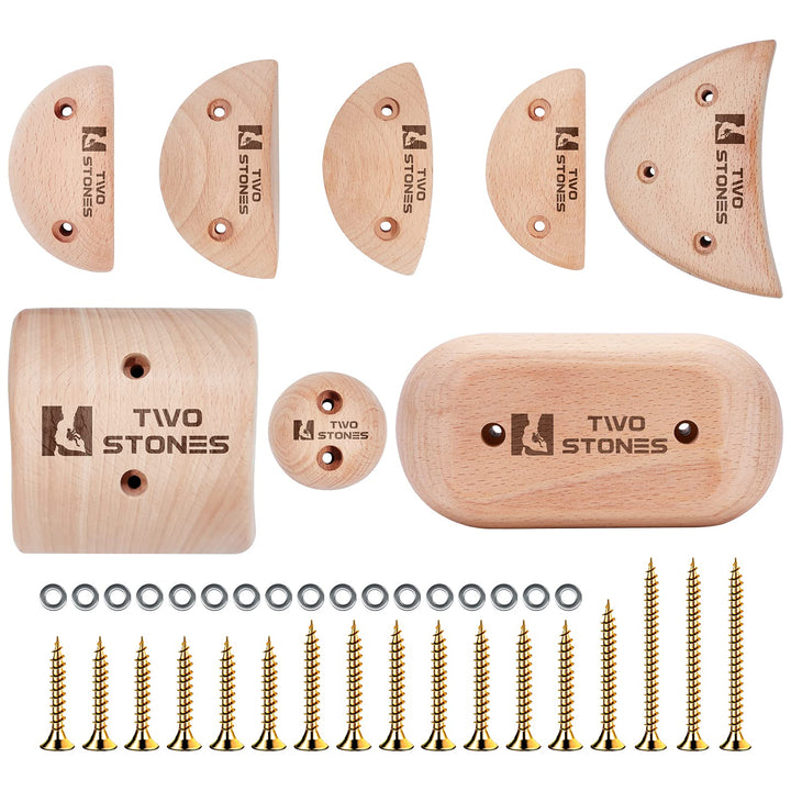 Wooden Rock Climbing Holds Kids and Adults | Wood Rock Wall Climbing Holds Kids and Gyms | Variety Screw On Climbing Hand Holds Set with Mounting Hardware