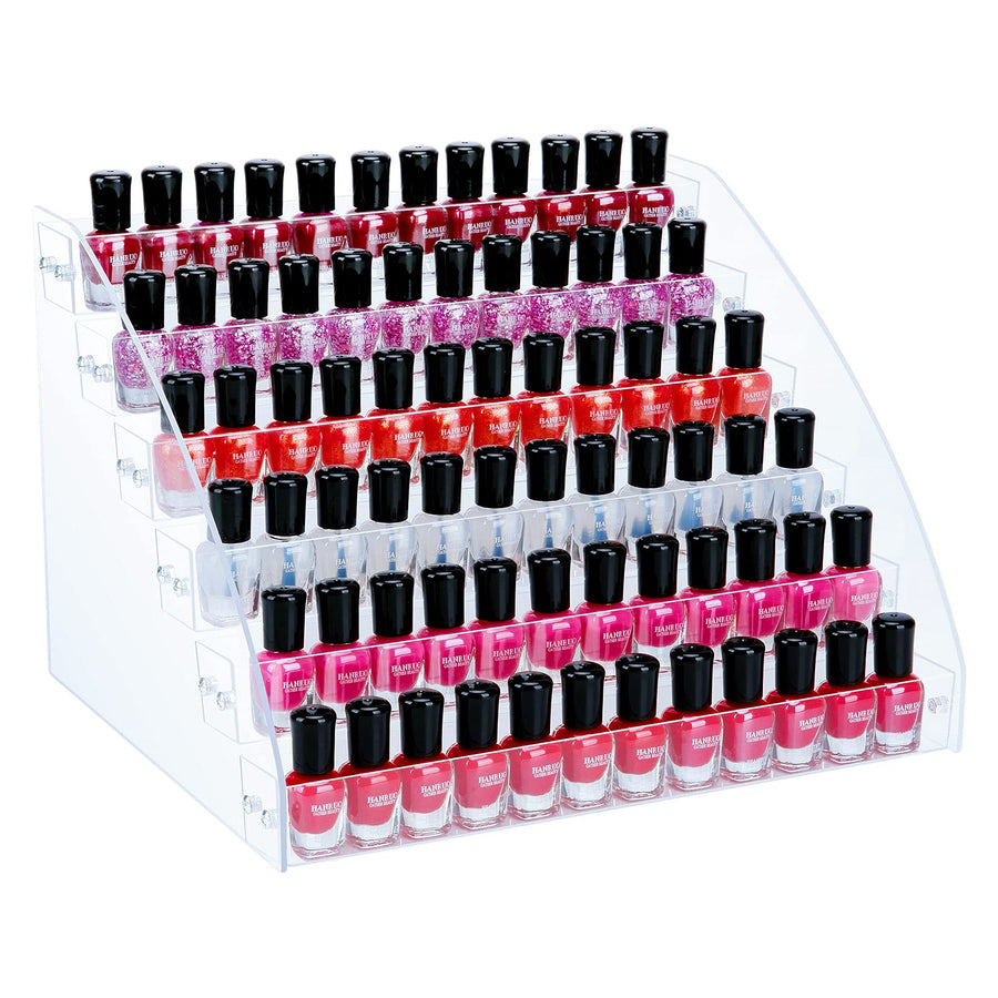 Nail Polish Organizer 72 Bottles of 6 Layers Acrylic Display Rack Eyeglasses Storage Essential Oils Holder Makeup Organizer