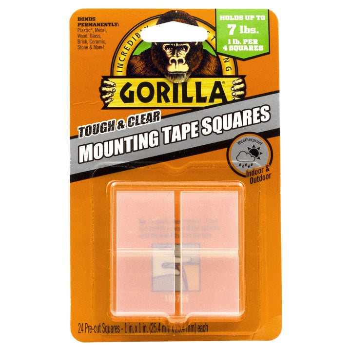 Tough & Clear Double Sided Tape Squares; 24 1 Pre-Cut Mounting Squares; Clear; (Pack of 1)