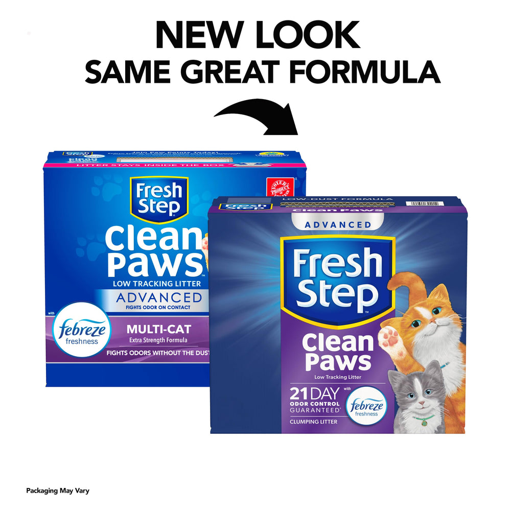 Clean Paws Cat Litter with Febreze Freshness, Advanced Multi Cat Low Tracking Clumping Litter, 37 lbs. (2 x 18.5 lb. Box)