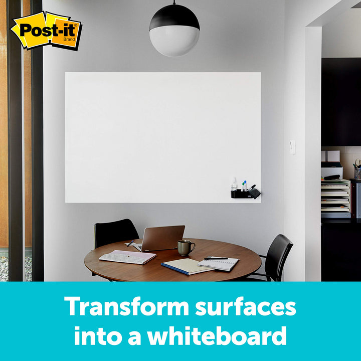 Dry Erase Whiteboard Film Surface for Walls, Doors, Tables, Chalkboards, Whiteboards, and More, Removable, Stain-Proof, Easy Installation, 4 ft x 3 ft Roll (DEF4X3)