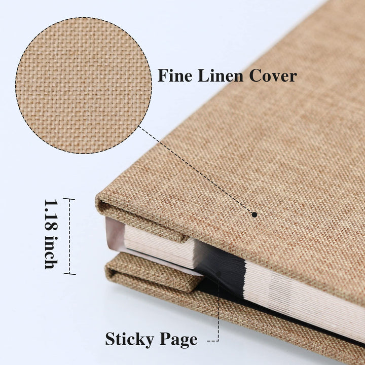 Large Photo Album Self Adhesive for 4x6 8x10 10x12 Pictures Scrapbook Album DIY Scrap Book 40 Sticky Pages with A Metallic Pen 13x12.640 Pages Khaki