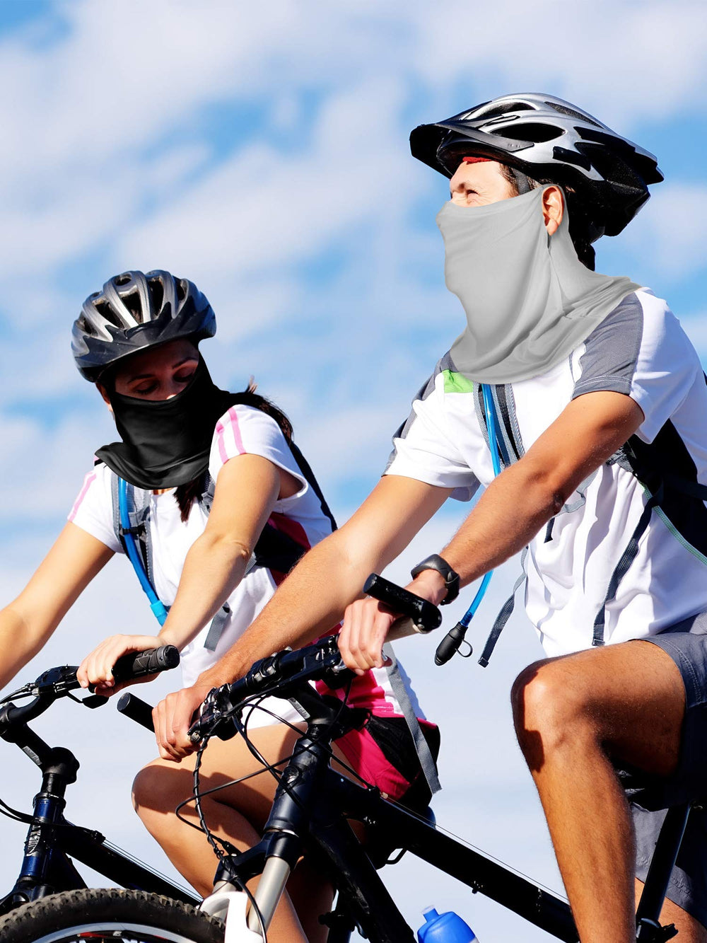 2 Pieces Unisex Sun Protective Face Bandana Women UV Protection Face Scarf for Summer Outdoor Activities (Black, Light Grey)