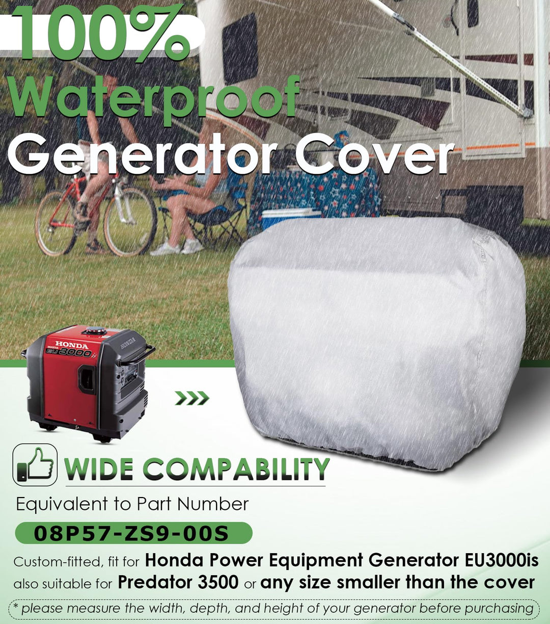 Generator Waterproof Cover for Honda EU3000is Predator 3500 Weather/UV Resistant Cover for Honda Outdoor Power Equipment Replace 08P57-ZS9-00S