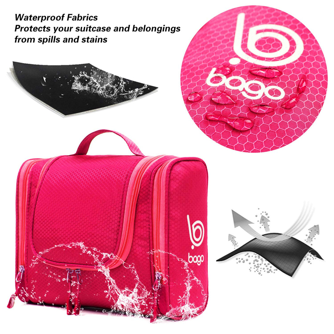 Travel Toiletry Bag for Women and Men - Large Waterproof Hanging Large Toiletry Bag for Bathroom and Travel Bag for Toiletries Organizer -Travel Makeup Bag (Pink)