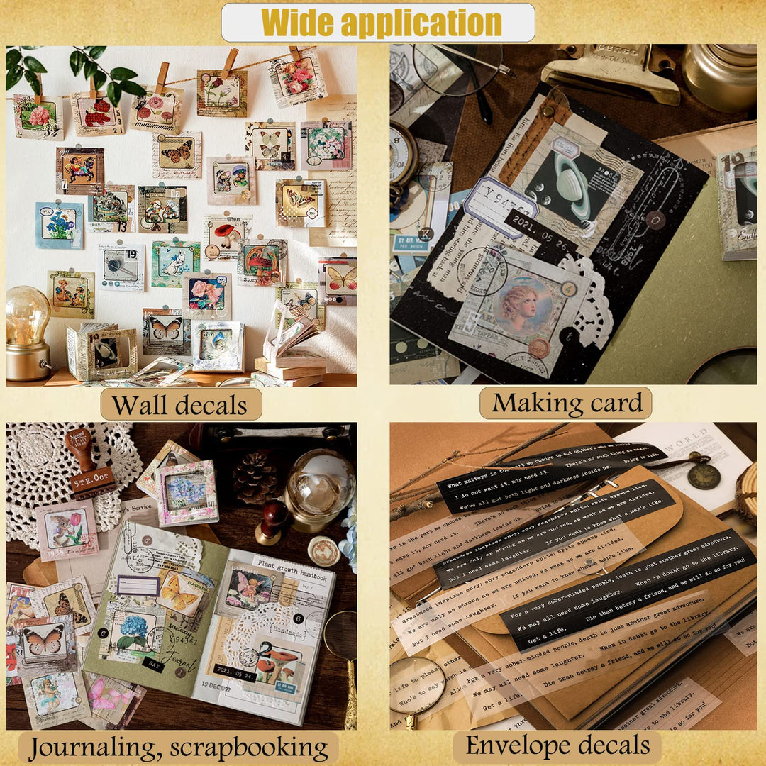 372 Pcs Aesthetic Stickers for Journaling Scrapbook Stickers Vintage Journaling Scrapbooking Supplies Kit with Quote Stickers for Bullet Journals Junk Journal Planners Craft Album