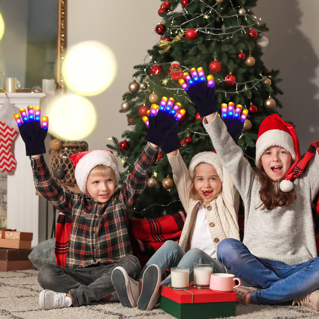 LED Gloves for Kids Cool Toys Boy Toys autism toys for Kids Flashing Gloves and Shoelaces for 3-12 Year Old Boys Girls Fun Toys Stocking Stuffers for Kids Gifts for Christmas Birthdays Parties