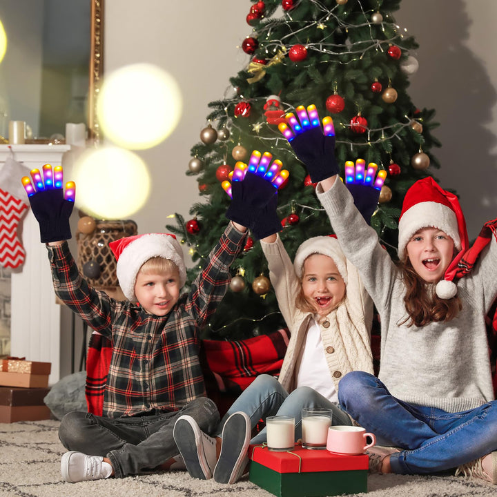 LED Gloves for Kids Cool Toys Boy Toys autism toys for Kids Flashing Gloves and Shoelaces for 3-12 Year Old Boys Girls Fun Toys Stocking Stuffers for Kids Gifts for Christmas Birthdays Parties