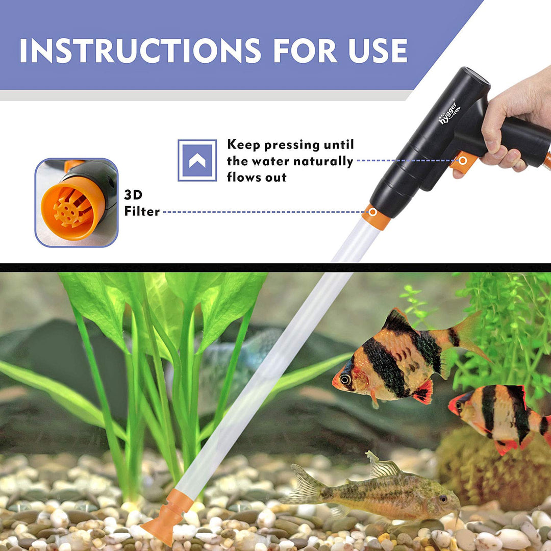 Aquarium Gravel Cleaner, New Quick Water Changer with Air-Pressing Button Fish Tank Sand Cleaner Kit Aquarium Siphon Vacuum Cleaner with Water Hose Controller Clamp
