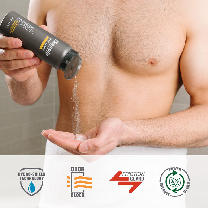 Premium Body Powder for Men, Anti-Chafing Deodorant Powder, Friction Defense for Balls, Groin, Private Parts and Butt, Natural Ingredients, Talcum Powder Alternative, Original Fresh Scent