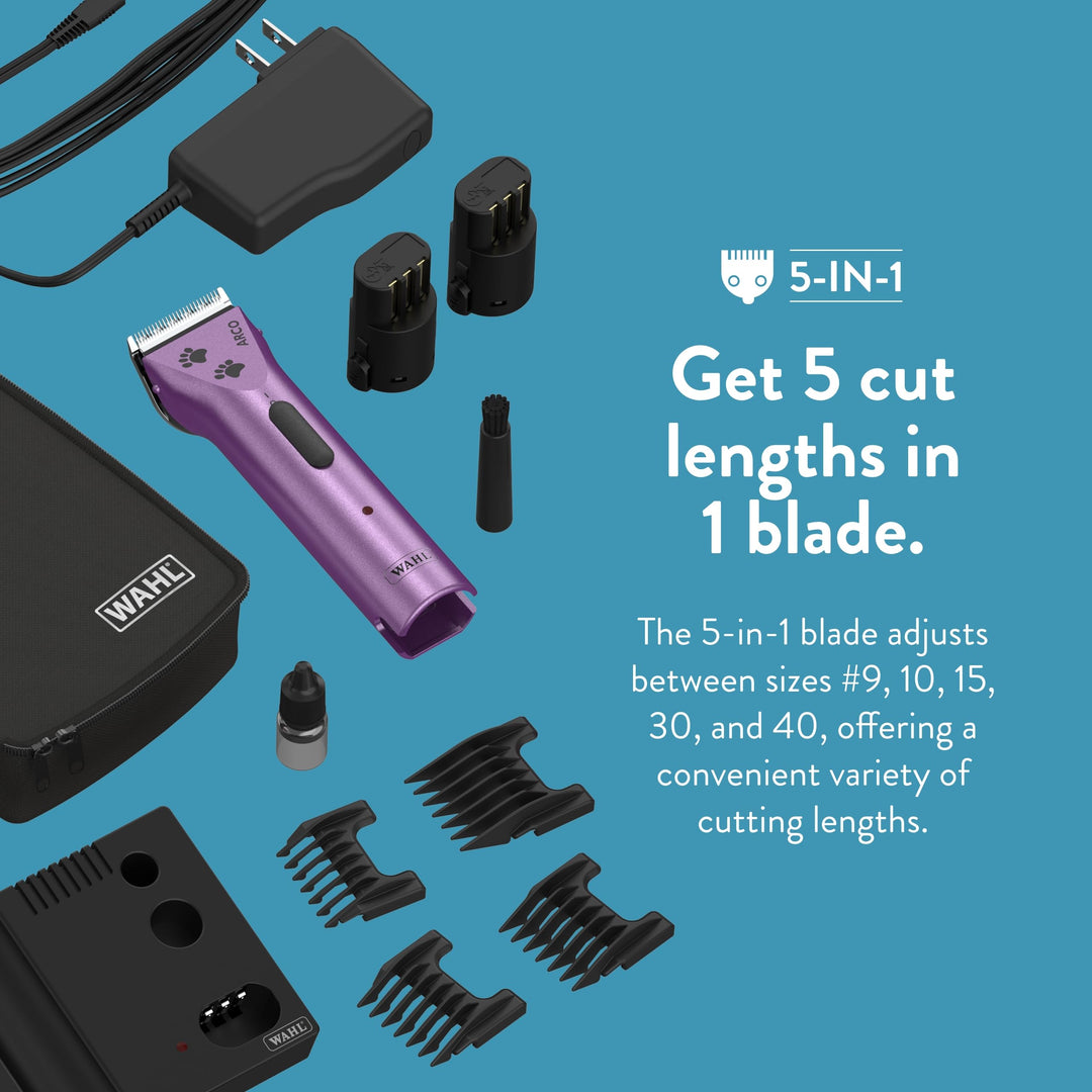 Professional Animal Arco Pet, Dog, Cat, and Horse Cordless Clipper Kit, Purple (8786-1001)